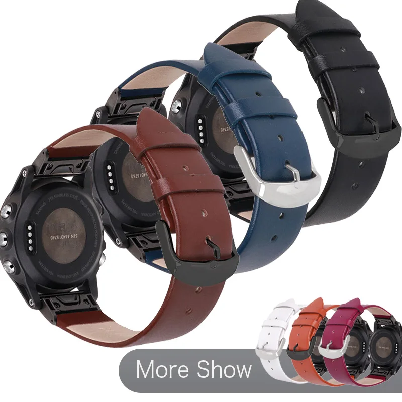 

Natural Leather Watch Strap For Garmin Fenix 5 5Pus Easy Fit Band 20mm 22mm 26mm For Garmin 6 6s 6x /3 HR Wrist Watchband