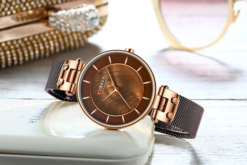 CURREN женские часы лучший бренд класса люкс из нержавеющей стали ремешок наручные часы для женщин розовые часы Стильные кварцевые женские часы