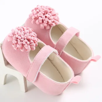 

4-Colors Candy Colors Newborn Baby Prewalker Soft Bottom Anti-slip Shoes Footwear Classic Princess Girl Crib Big Flower Shoes