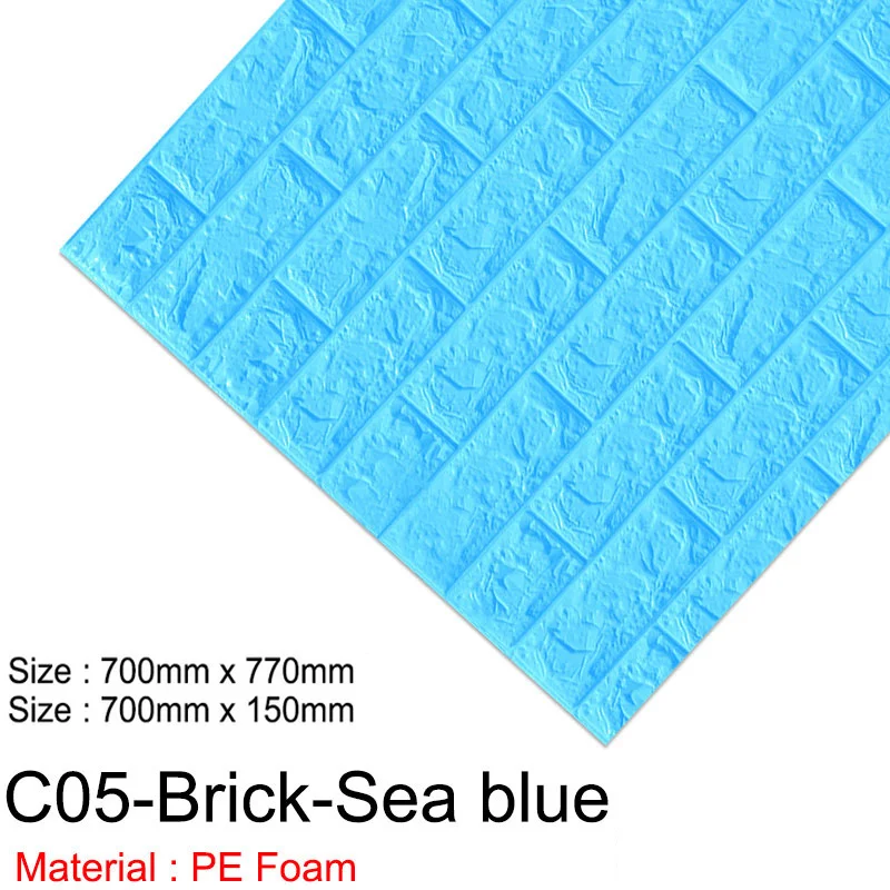 3D наклейки на стену самоклеящиеся водонепроницаемые DIY декоративные обои 3D для спальни детской комнаты 3D кирпичные наклейки на стену гостиная - Цвет: C05-Brick-Sea Blue