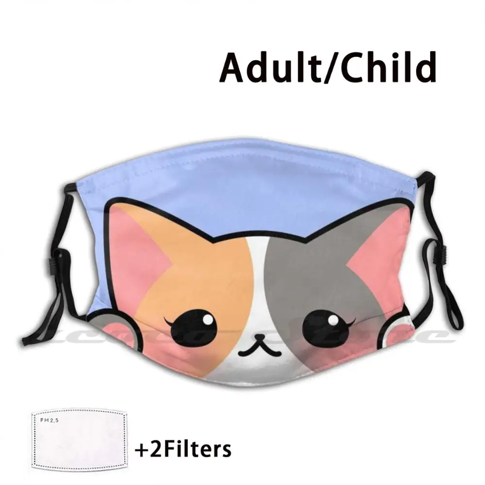 

Calico Cat Face Washable Trending Customized Pm2.5 Filter Mask Cat Feline Cute Kawaii Kitty Kitten Kittycat Neko Harajuku Paw