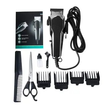 

220-240V Pro Electric Men Plug-In Hair Clippers Trimmer Barber Grooming Kit Haircut Machine Cutting Shaver with Limit Combs