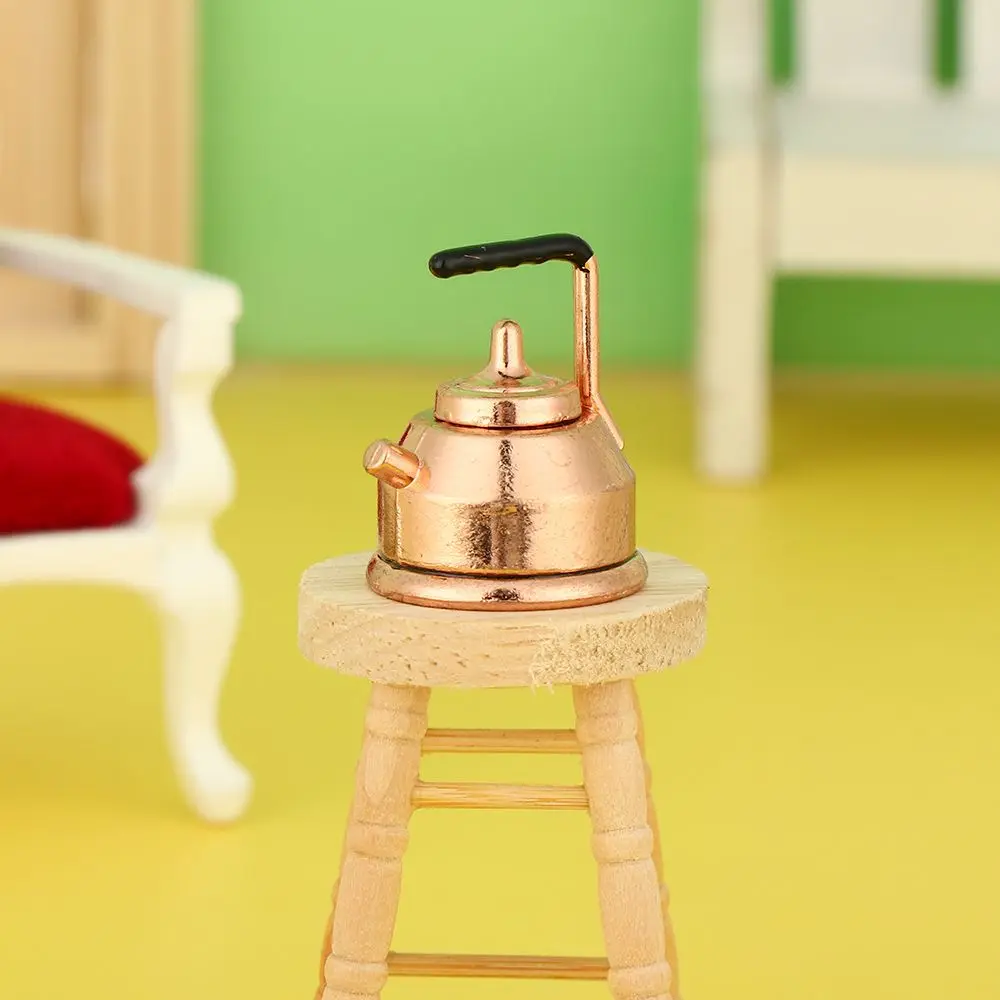 1:12 Scale Dollhouse Kettle Miniature Teapot Mini Watering Pot Doll Accessories Scene Model Dolls House Furniture Playing Gift