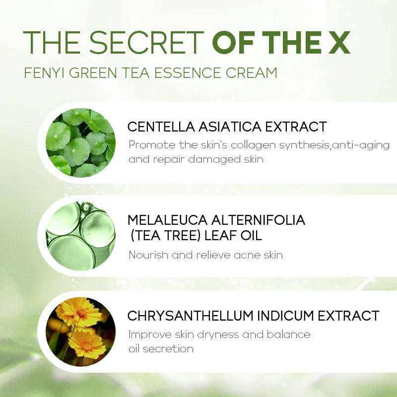 LAIKOU Green Tea Essence Facial Cream Anti Acne Oil-control Smoothing Skin Shrink Pores Whitening Moisturizing nourishing Cream 3 LAIKOU Green Tea Essence Facial Cream Anti Acne Oil-control Smoothing Skin Shrink Pores Whitening Moisturizing nourishing Cream - Image 3