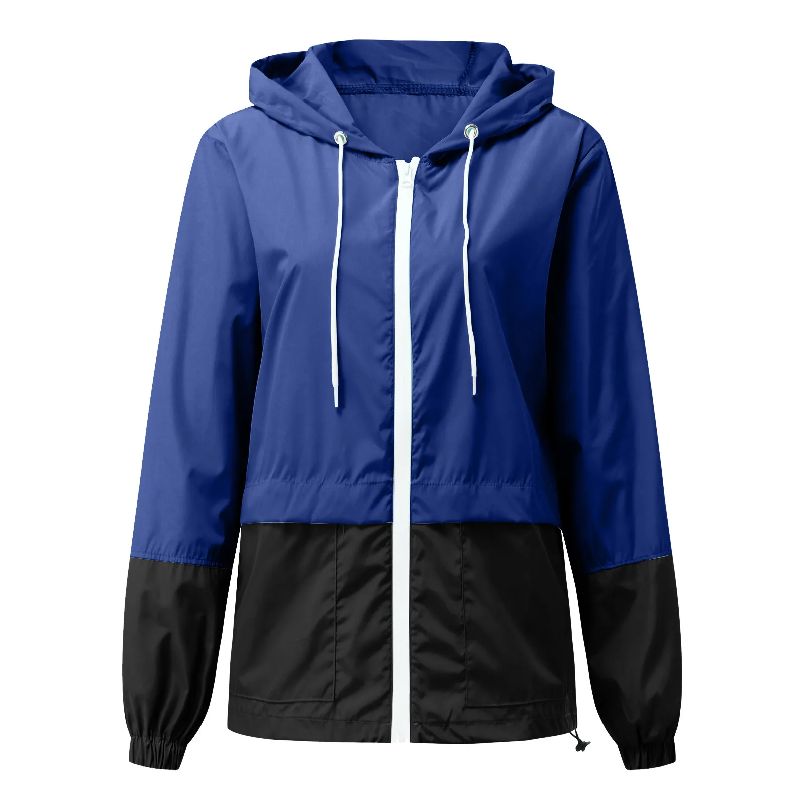 Fashion Women’s Zip Hoodie Patchwork Rain Jackets Outdoor Lightweight hiking Jackets Hooded Raincoat Windproof sunscreen 2