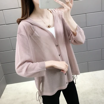 

157034 room side row No.2 Middle] take a real photo of the new pure color ice hemp lace up hooded sun proof shirt 34