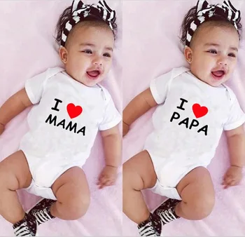 

0-6m Baby Bodysuit for Newborns Boy and Girls Clothes Short Sleeves I Love MAMA PAPA Twins Baby Clothes Kids Jumpsuit Bodysuit