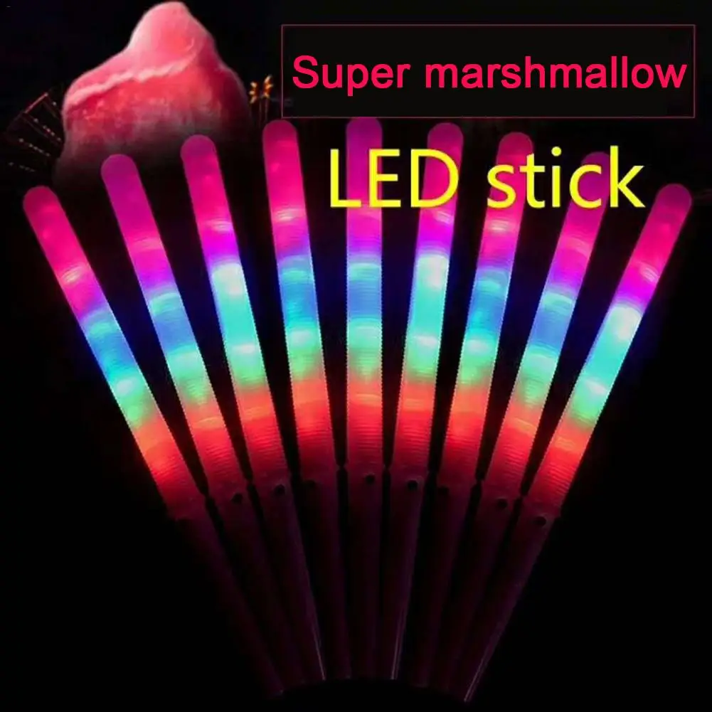 Colorful Glowing Luminous Mershmallow Cone Stick Cotton Candy Suitable