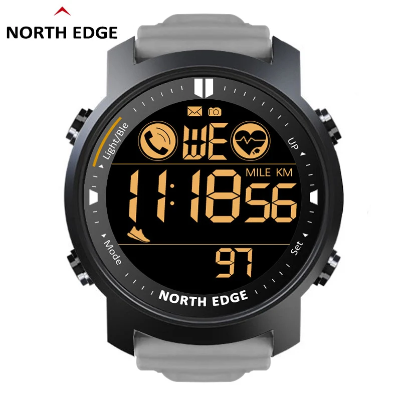 North Edge-relógio Inteligente Impermeável para Homens Monitor de Freqüência Cardíaca 50m Natação Corrida Esporte Pedômetro Cronômetro Android Ios - Image 2