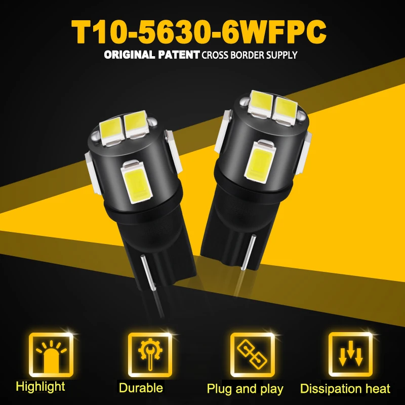JIACHI 100 x Автомобильный светодиодный T10 W5W 194 2825 лампы 5730-6SMD белый Габаритные огни Чтение купольная Лампа Автомобильное освещение белый 12V