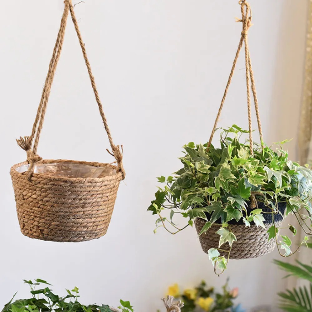 Handmade Rustic Rattan Flower Basket Vase Natural Wicker Woven Wall Planters for Home Garden Wedding Ornament | Дом и сад