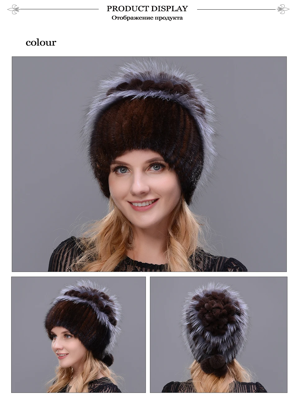 JERYAFUR Fashion Fox Fur Rabbit hair Fur Hats for Women Luxury Real Mink Caps Warm In The Winter Female beanies