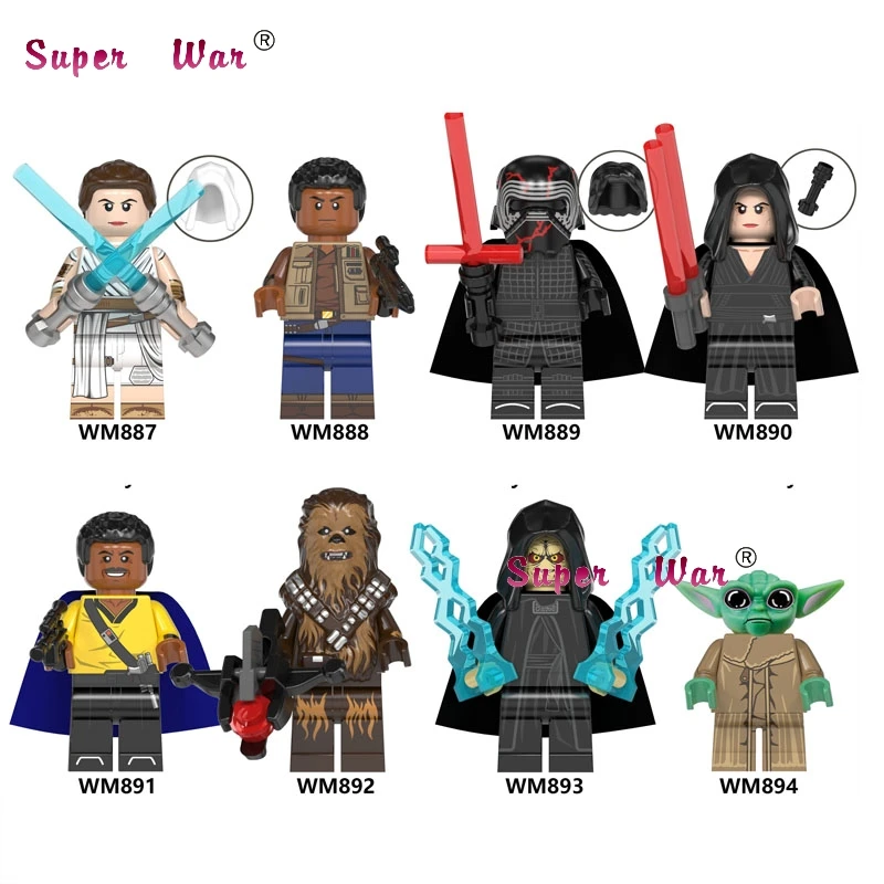 

Single Star Wars Finn Lando Palpatine Baby Yoda Dark Rey Darth Vader Empire Mechanic Robot building blocks model bricks toys