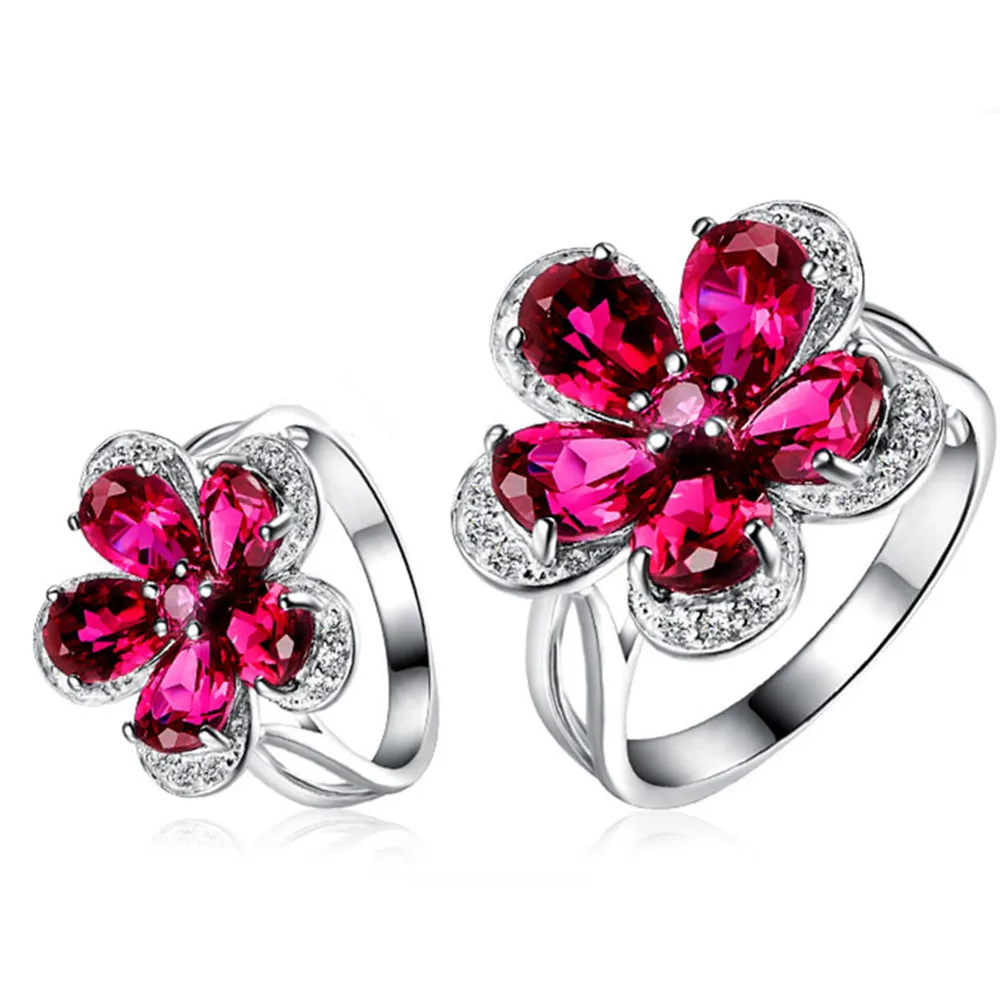 Трендовое роскошное рубиновое кольцо, драгоценные камни, натуральное драгоценное серебряное кольцо, кольцо с голубым топазом, обручальные кольца из стерлингового серебра 925 пробы для женщин