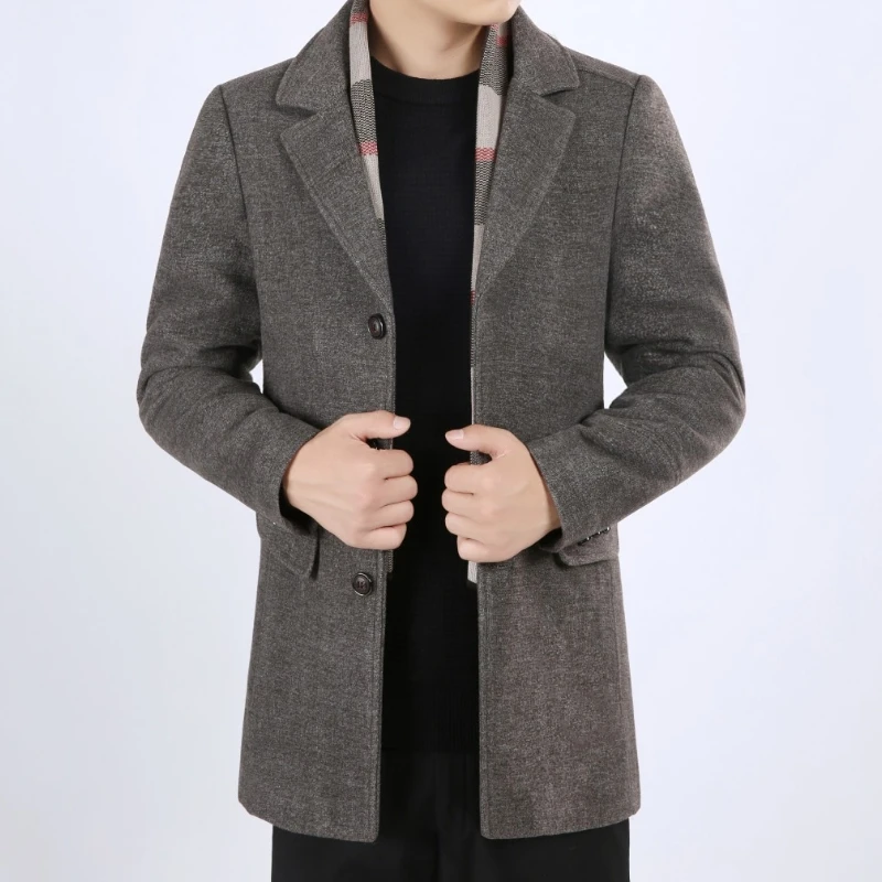 Мужской Тренч VogueWool, модная деловая длинная утолщенная тонкая мужская Однорядная куртка, красивая зимняя брендовая одежда 5XL