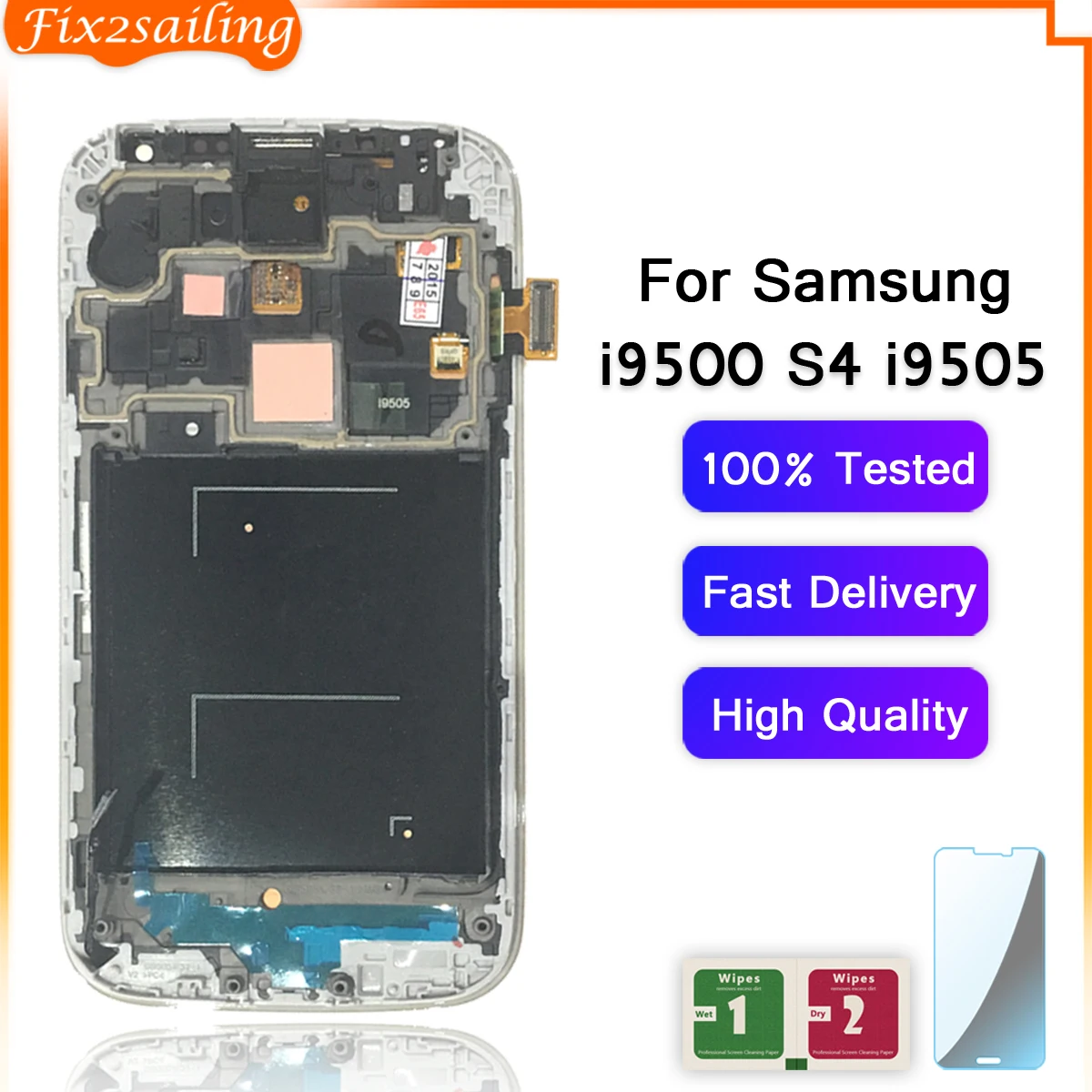 FIX2SAILING New Super AMOLED LCD Display 100% Tested Working Touch Screen Assembly Frame For Samsung Galaxy S4 I9500 I9505 | Мобильные