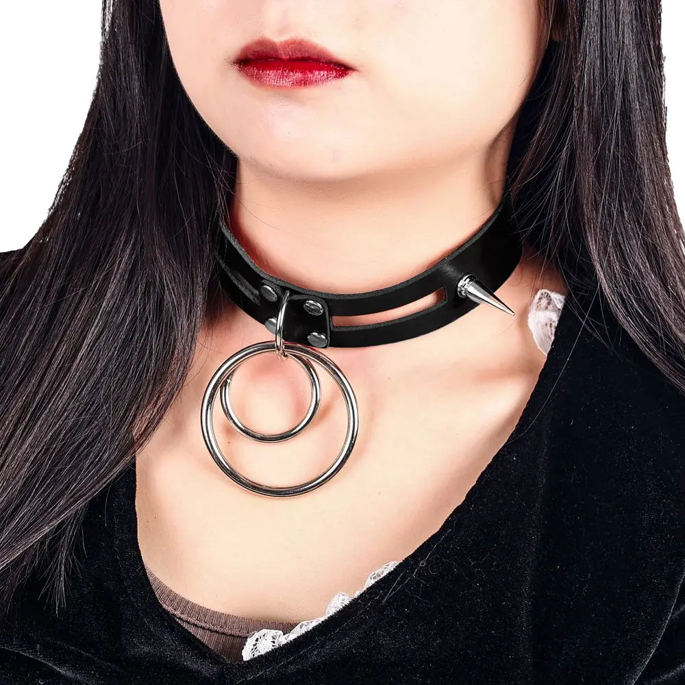 Emo Choker with Spikes Collar Women Man Leather Necklace Chain Jewelry on  The Neck Punk Chocker Aesthetic Gothic Accessories