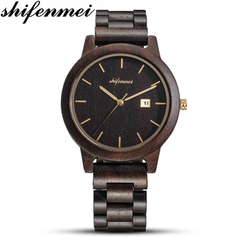 

Shifenmei Wooden Watch Men Date Display Casual Watches Mens Wood Sports Outdoor Military Quartz Watches relogio masculino 5566