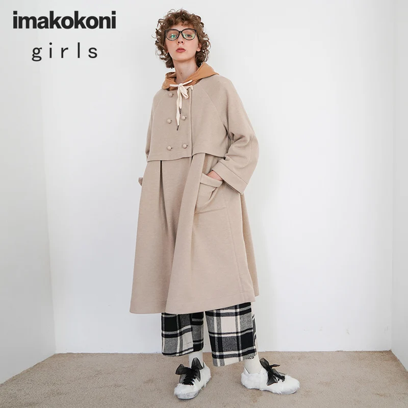 Платье Imakokoni цвета хаки оригинальный дизайн японская милая куртка с длинным рукавом 182449|Платья| |