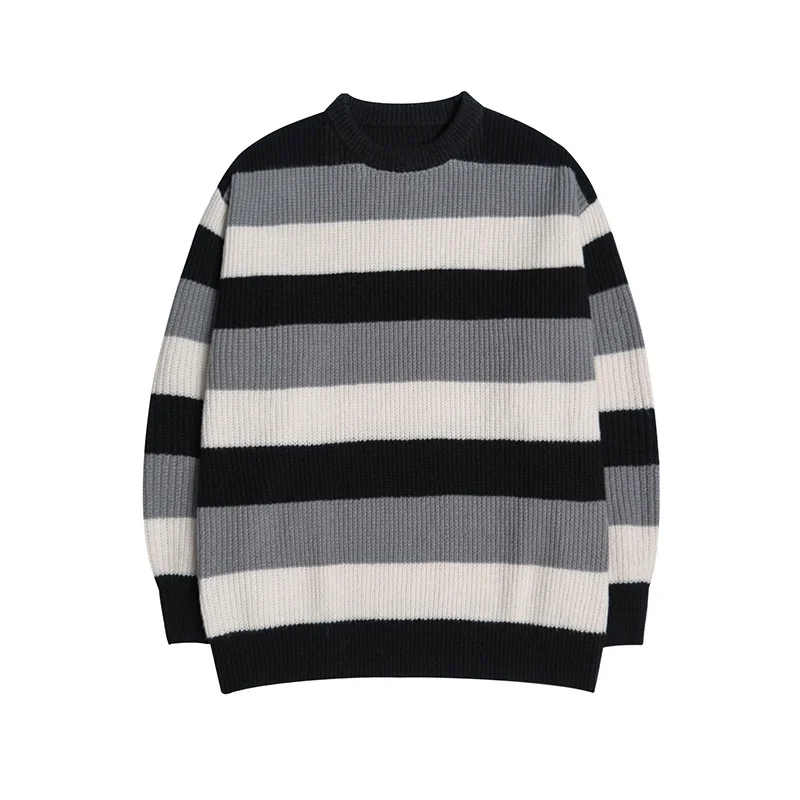 CZDYUF Harajuku Plaid Sweater Men Autumn Knitted Casual Sweaters Hip Hop  Streetwear Pullover (Color : Black, Size : X-Large)