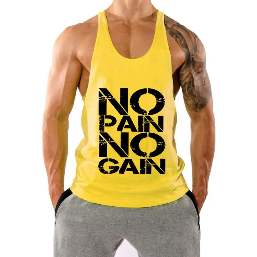 Мужская майка для бодибилдинга, мужская майка для тренировок, мужская повседневная рубашка для фитнеса, Мужская однотонная майка, мускулирующая рубашка - Цвет: Yellow66