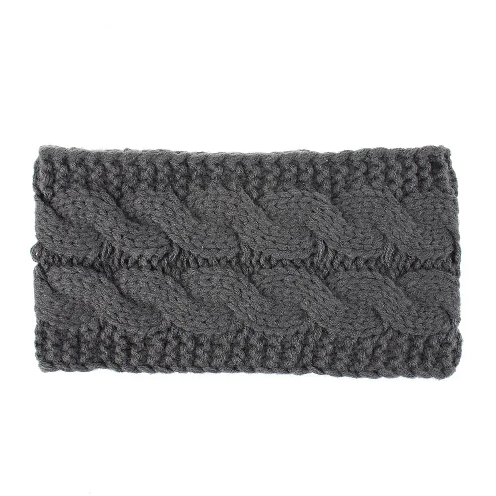 Dark grey no logo Теплая внутренняя повязка на голову, вязаная твист, Женская повязка на голову, Зимняя вязанная крючком Теплая эластичная повязка для волос, женские широкие аксессуары для волос WH111 - Цвет: Dark grey no logo