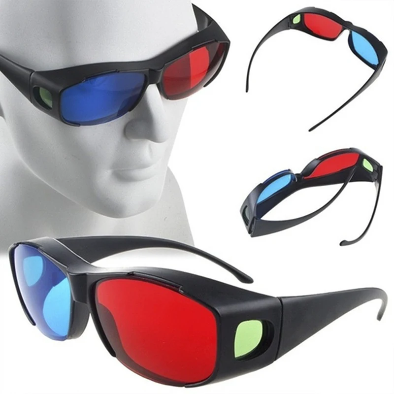 ¡Nuevo! 1 Uds. Gafas 3D de color rojo y azul con montura negra para juegos de DVD y películas de televisión anaglifo Dimensional