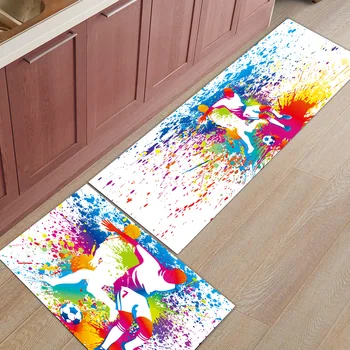

2Pcs/Set Kitchen Mat Soccer Football Game Sport Floor Mat Carpet Door Mats Entrance Non-Slip Floor Rug For Living Room Bathroom