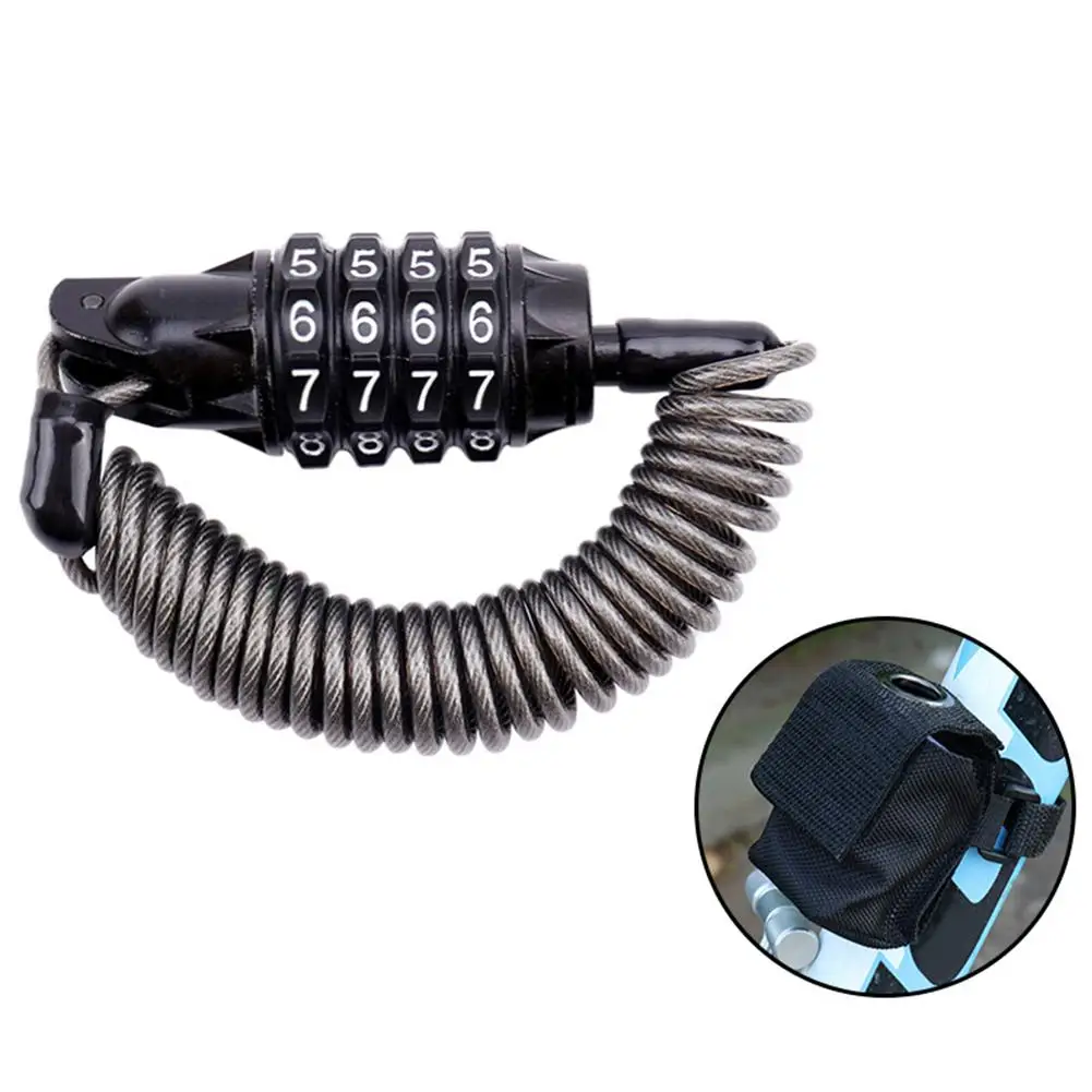 

Mini Portable Spring Anti-theft Bicycle Code Lock 4 Digits Combination Password Bike Lock Spring Disc Cable Wire Security Lock