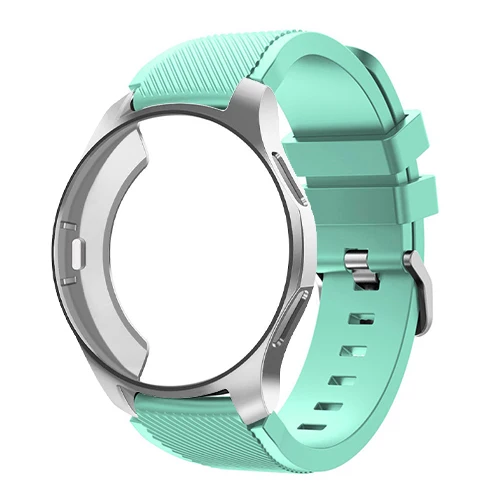 Mint Green 10 Чехол+ ремешок для samsung Galaxy watch 46 мм 42 мм gear S3 Frontier/classic 22 мм ремешок для часов все вокруг защитные часы аксессуары - Цвет ремешка: Mint Green 10