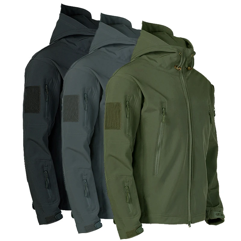 

Army Shark Skin Soft Shell Clothes Tactical Windproof Waterproof Jacket Men Flight Pilot Hood Coat Military Field Bomber Jacket