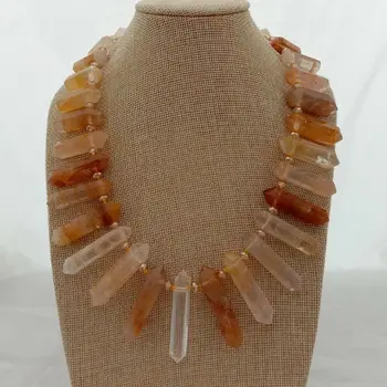 

19" Brazilian Golden Quartz Double Terminated Pointed Top Drilled Necklace
