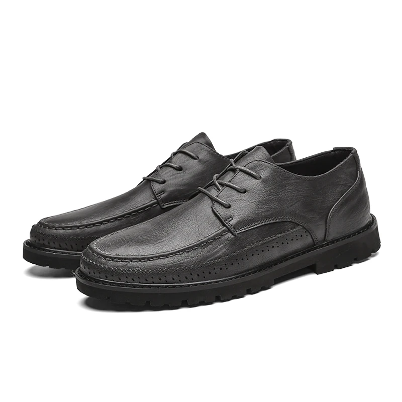 gray G6601 JUNSRM/мягкая мужская обувь; брендовая кожаная обувь для отдыха; лоферы; модная Высококачественная Мужская удобная повседневная обувь для вождения; chaussure homme - Цвет: gray G6601