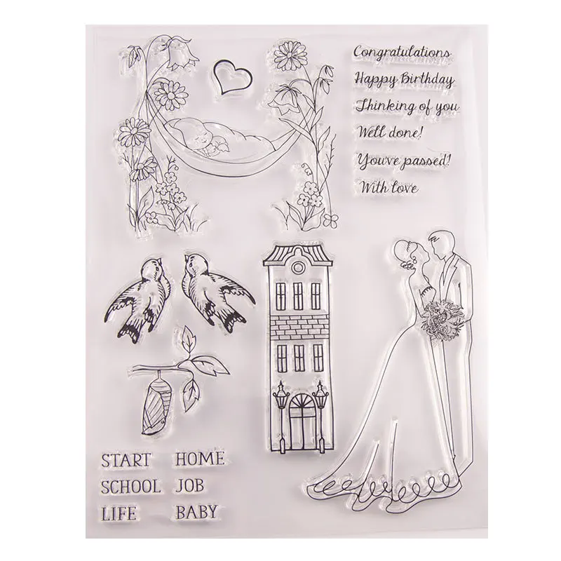 Only Stamp Happy Wedding прозрачный чистый силикон штамп печать для DIY Скрапбукинг фото украшение для альбома четкий штамп и резки штампа - Цвет: Only Stamp