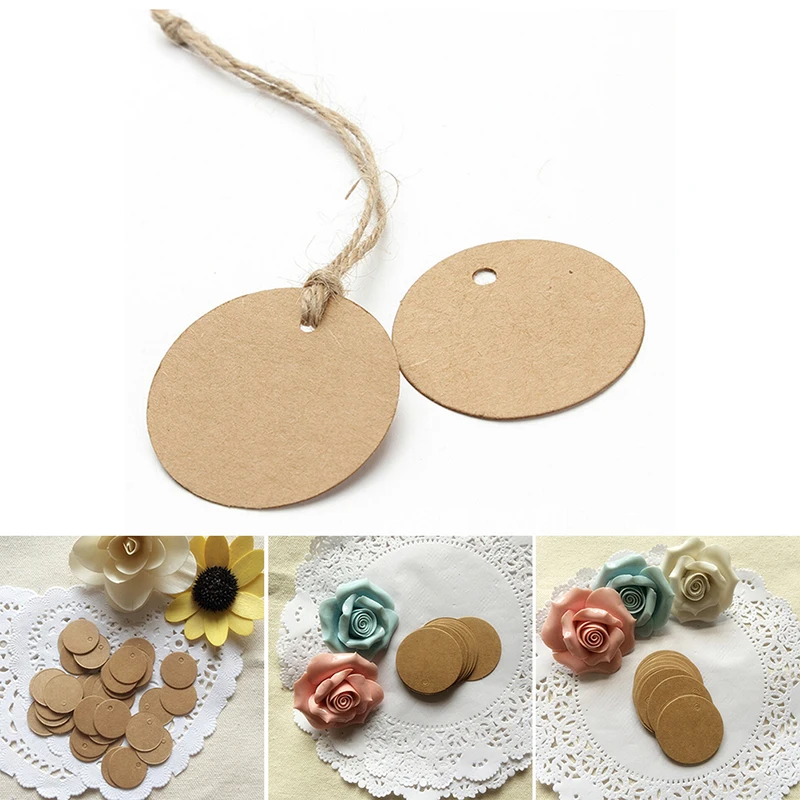 

100pcs kraft paper round mini tag clothing tag DIY handmade cake baking seal tag price tag