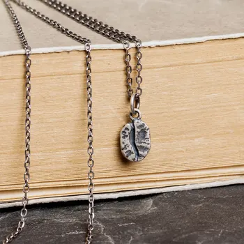 

High Quality Real 100% 925 Sterling Silver Coffee Bean Pendant Choker Chain Necklace Men And Women Accessories Hot Sale Gift