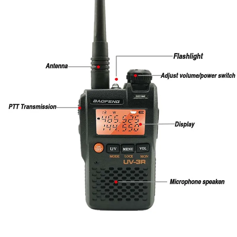 Baofeng UV-3R Мини Портативная рация 2 Вт 3,7 в портативное радио UHF VHF Двухдиапазонный КВ трансивер сканер радио Amador ручной Woki Toki