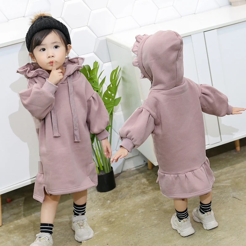 От 2 до 9 лет Платья-свитера для маленьких девочек детские осенние Топы с длинными рукавами и капюшоном, платья для девочек, осенняя одежда платье принцессы
