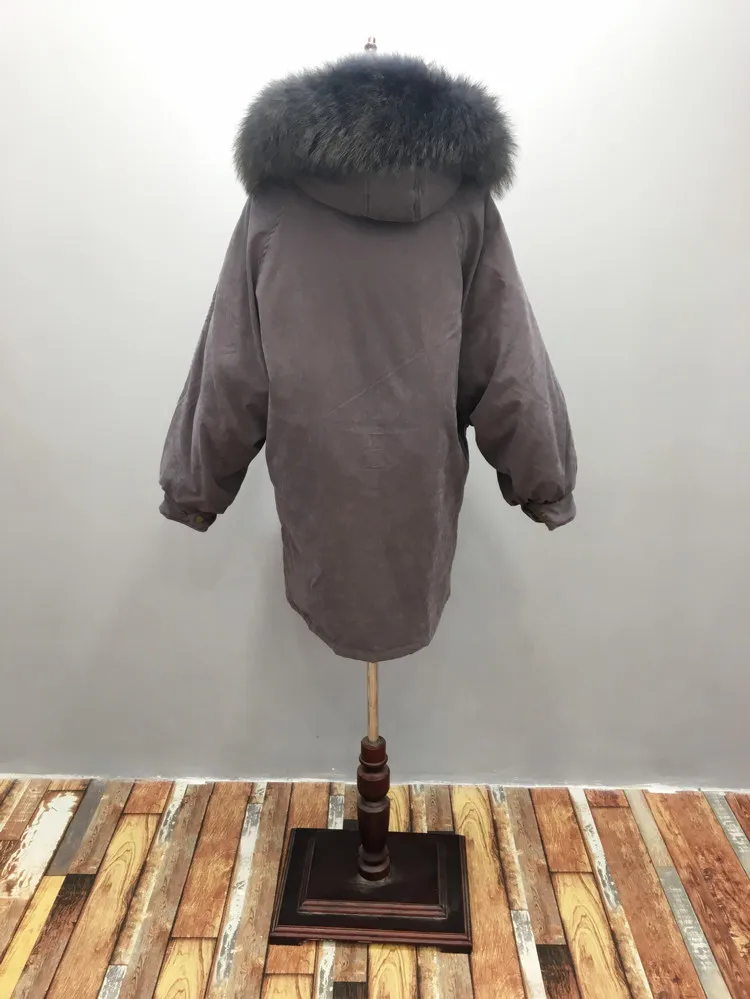 New Style Korean-style Fashion Large Fur Collar off Season down Jacket Women's Mid-length over-the-Knee Large Pocket Slim F