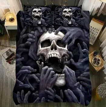 

Fanaijia sugar skull Bedding Sets luxury 3d skull Duvet Cover and Pillowcase bedroom set queen