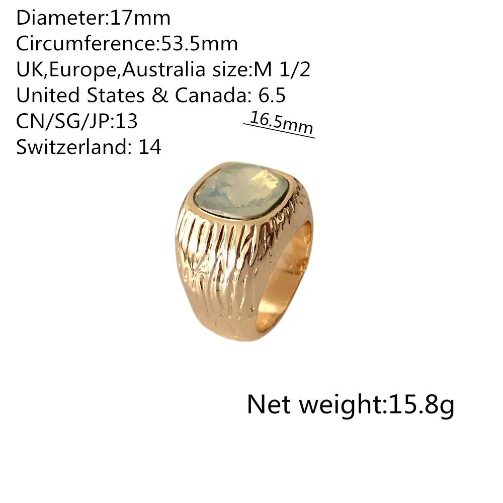 R21054-17MM Модные ювелирные изделия Золотое покрытие монета лицо выгравировано квадратное кольцо для женщин девушек - Цвет основного камня: R21054-17MM