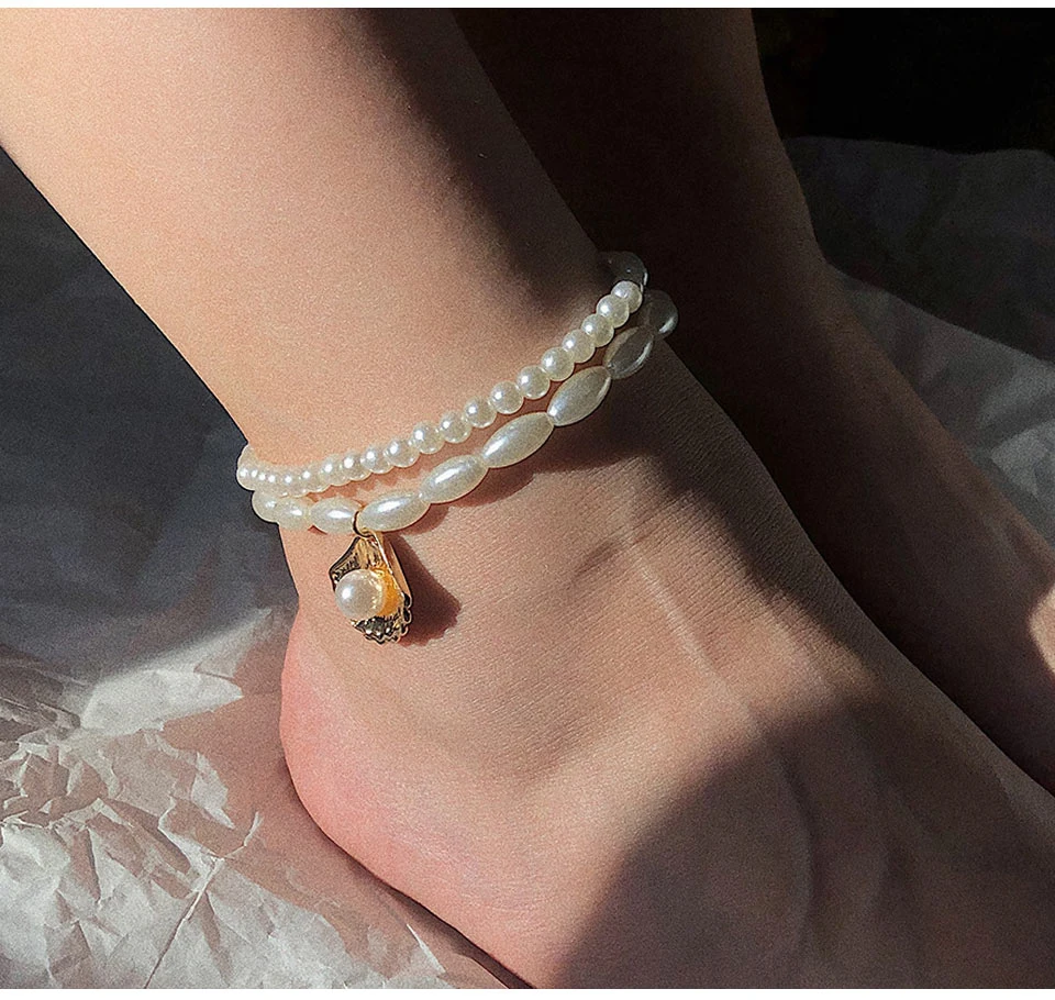 Youvanic Boho браслет на ногу с искусственным жемчугом Золотая оболочка многослойная Лодыжка ноги цепь ножной браслет для женщин Шарм пляж ноги ювелирные изделия 0566