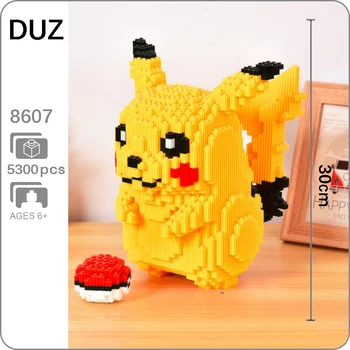 

DUZ 8607 Anime Pikachu Pocket Monster Yellow Animal 3D Model DIY Mini Blocks Bricks Building Toy for Children 29cm tall no Box