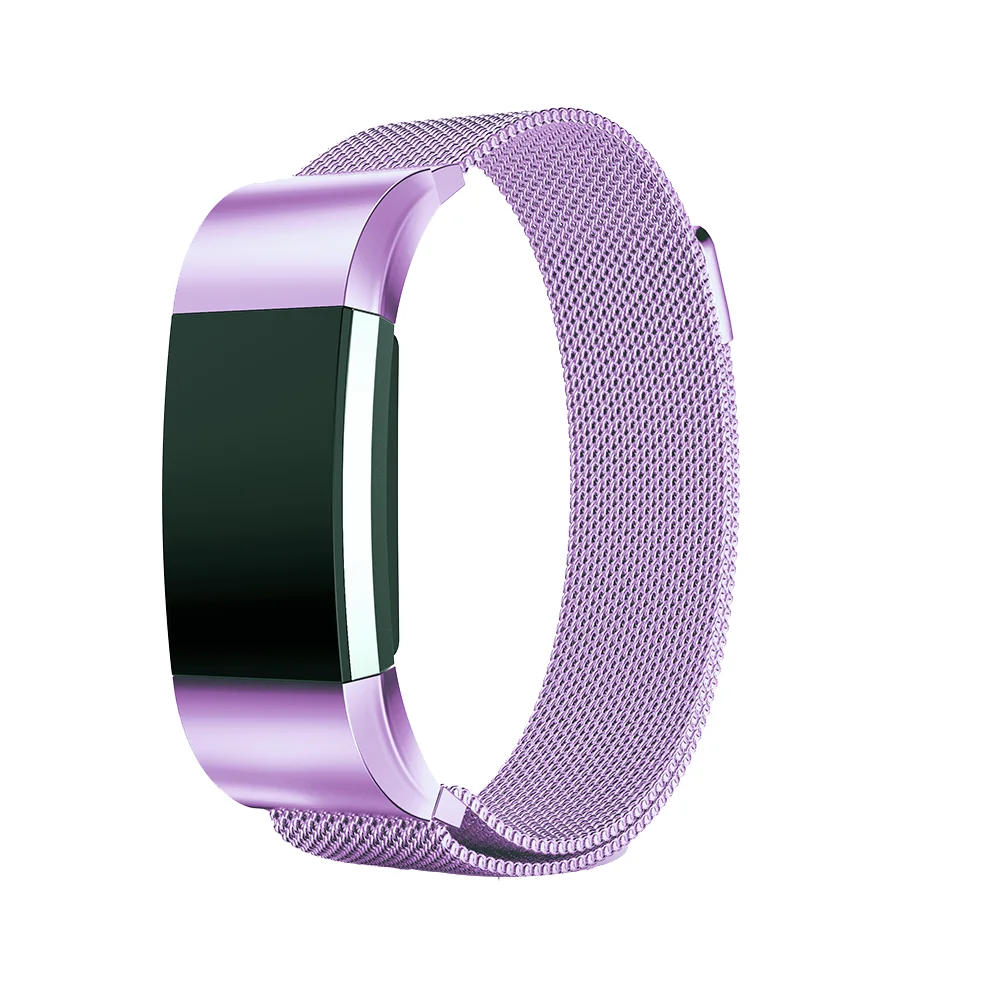 Lite Purple Браслет из нержавеющей стали с металлическим ремешком, для браслета Fitbit charge 2, Миланская петля, магнитный ремешок для Fitbit charge 3, умный Браслет для наручного ремешка - Цвет: Lite Purple