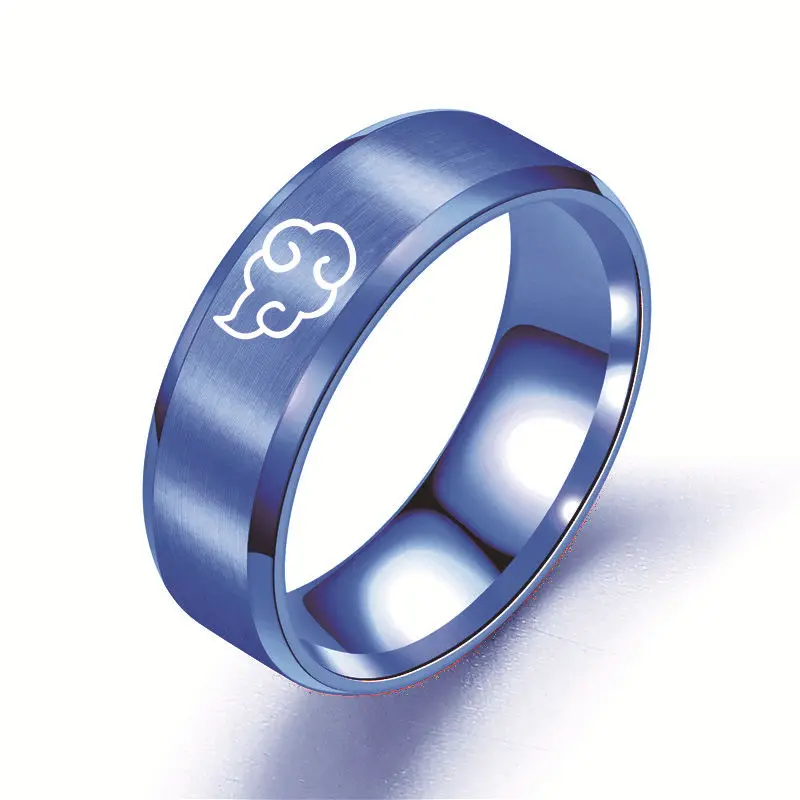 Akatsuki Cloud Ring Stainless Steel Leaf Konoha Anime Japanese Style Animation Cosplay Ring Titanium Steel Men's Jewelry finger ring,stainless steel ring