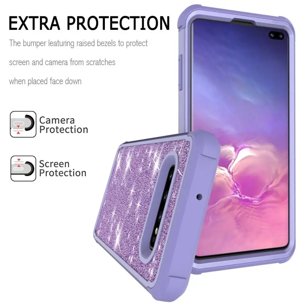 Блестящий блестящий чехол для телефона samsung Galaxy S10/S10e/S10+ Plus, Гибридный бампер с бриллиантами, противоударный прочный защитный чехол с кристаллами