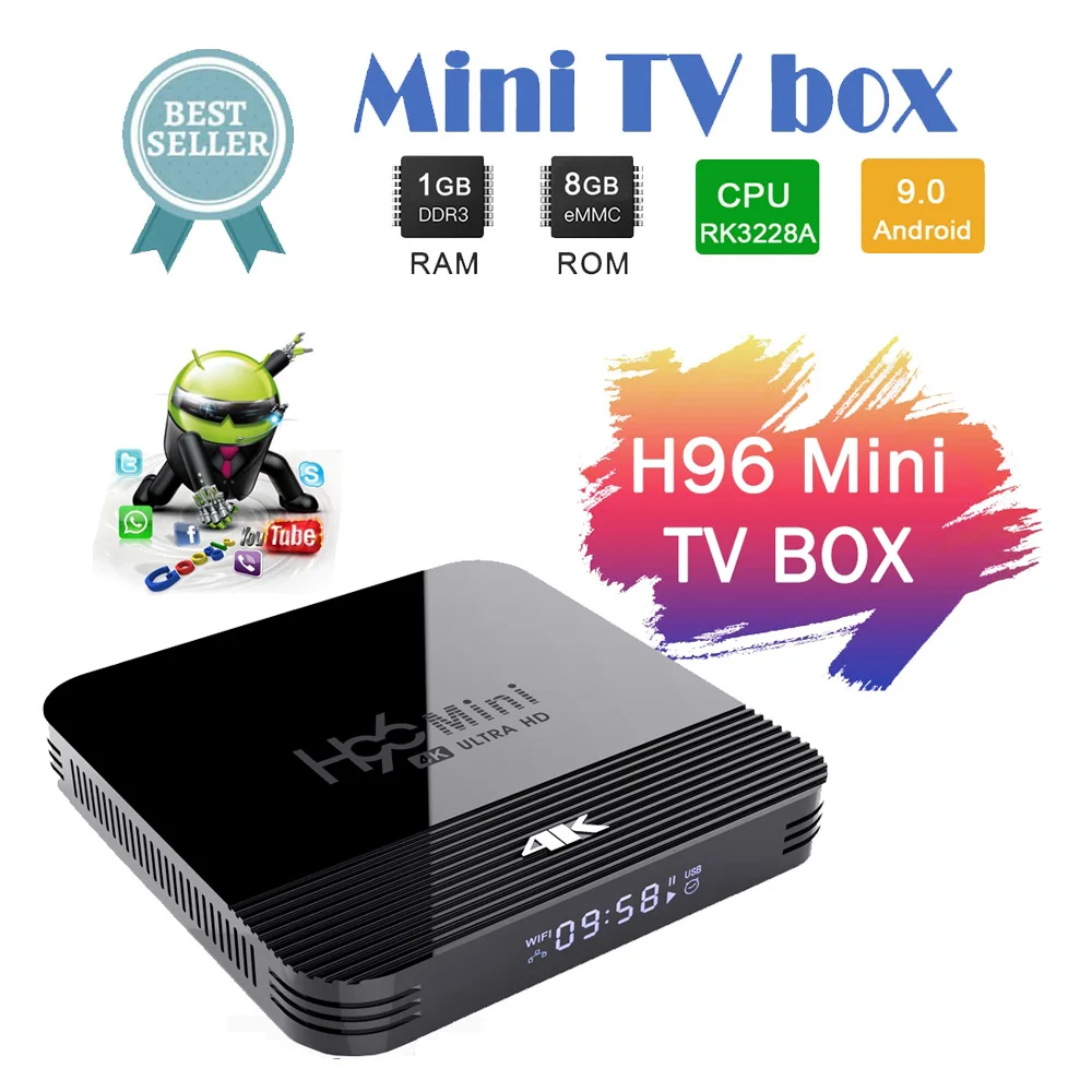 

H96 Mini H8 Android 9.0 Smart TV Box RK3228A 4K HD Google Play Store Set Top Box 2.4G&5G Dual Wifi BT4.0 Home Media Player Boxes