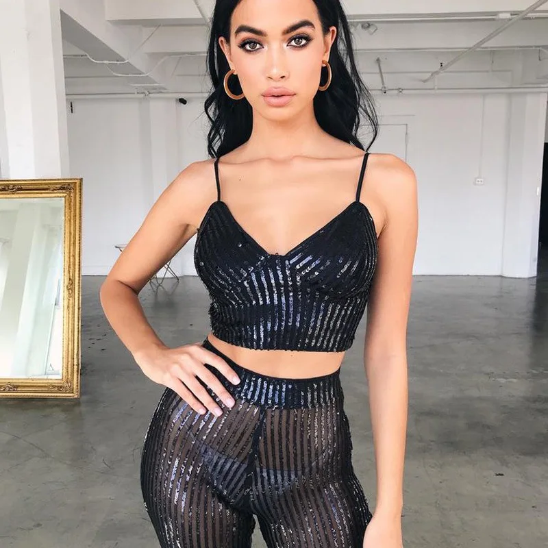 New Leisure Womens Summer Camis Tanks Tops Solid With Sequin V-Neck Bustier Unpadded Vest Crop Top Hollow Tops Tees New