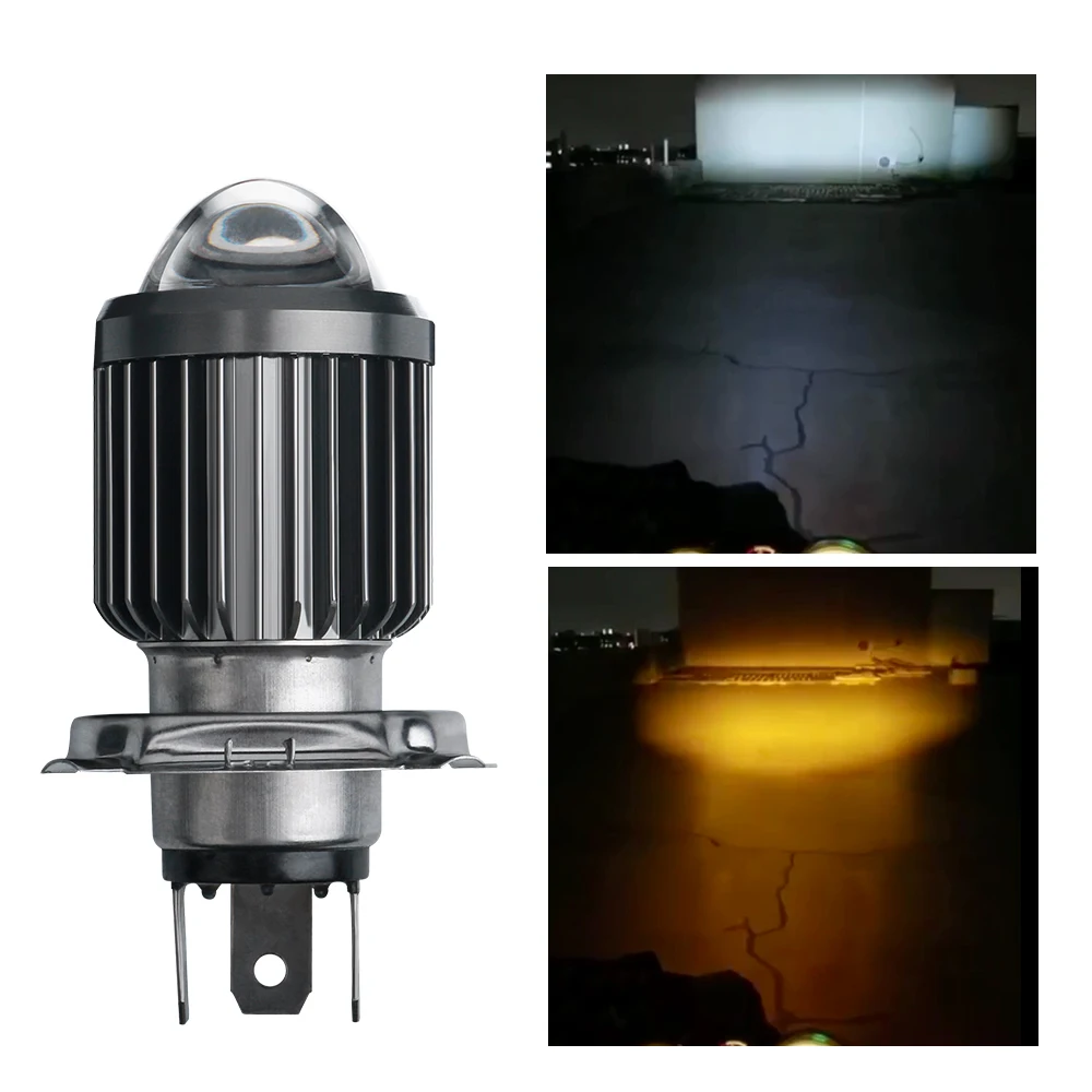 Сверхъяркие светодиодные лампы H4 для фар мотоциклов, CSP-линзы для автоцикла BA20D, фары белого, желтого цветов, лампа ближнего и дальнего света, аксессуары для скутеров Сверхъяркие светодиодные лампы H4 для фар мотоциклов, CSP-линзы для автоцикла BA20D, фары белого, желтого цветов, лампа ближнего и дальнего света, аксессуары для скутеров