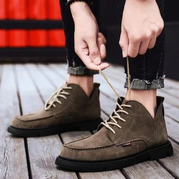 

Ankle Boots New Men Boots Fashion Men's Male Brand Leather Quality Slip Ons Motorcycle Man Warm Free shipping